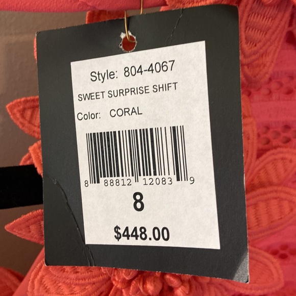 Nanette Lepore Sweet Surprise Coral Flower Lace Shift Dress - Picture 3 of 4